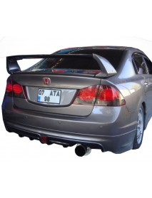 Honda Civic FD6 2006 - 2011 Mugen RR Tek Çıkış Arka Tampon Eki - Difüzör (Plastik)